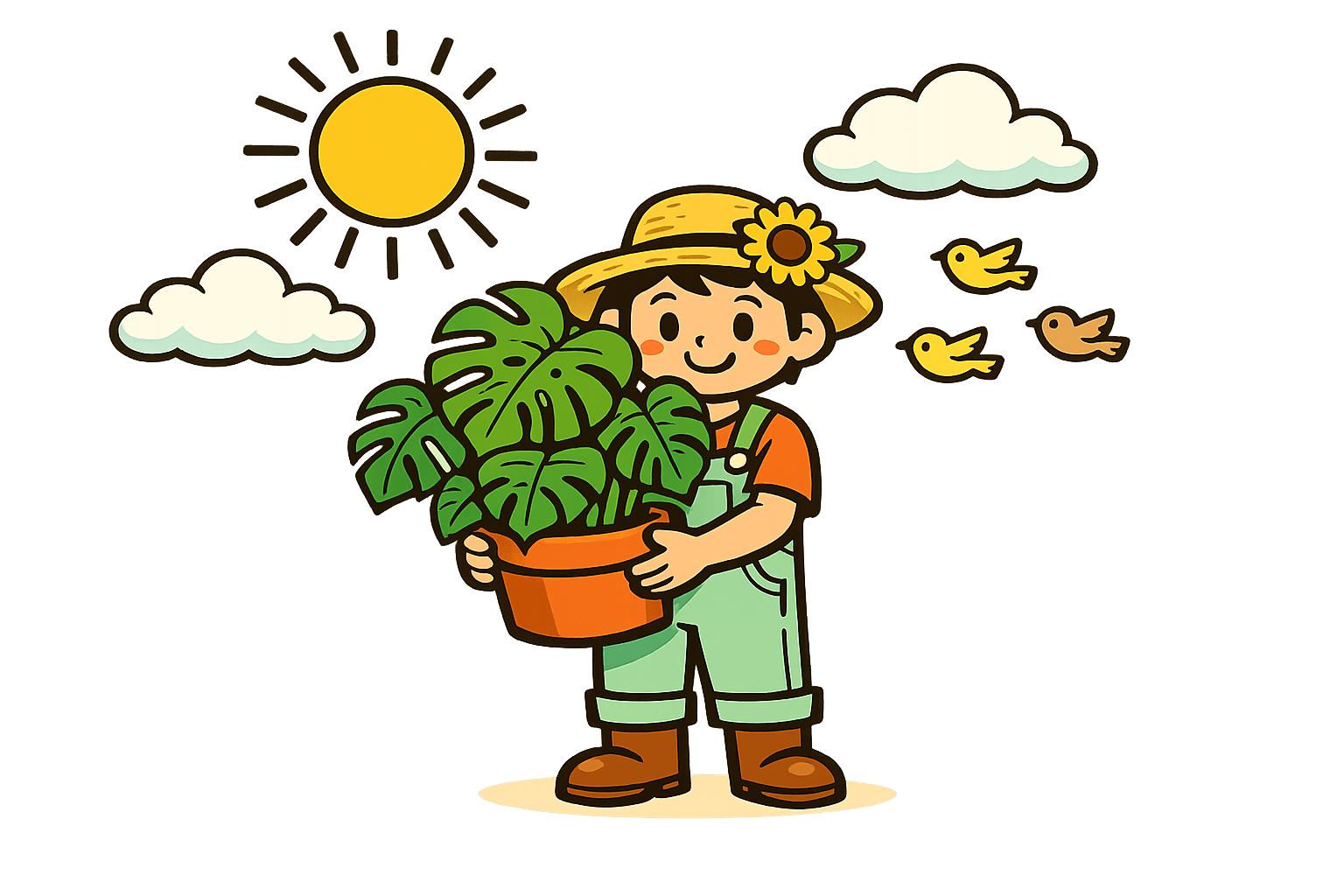 Gardener with plant